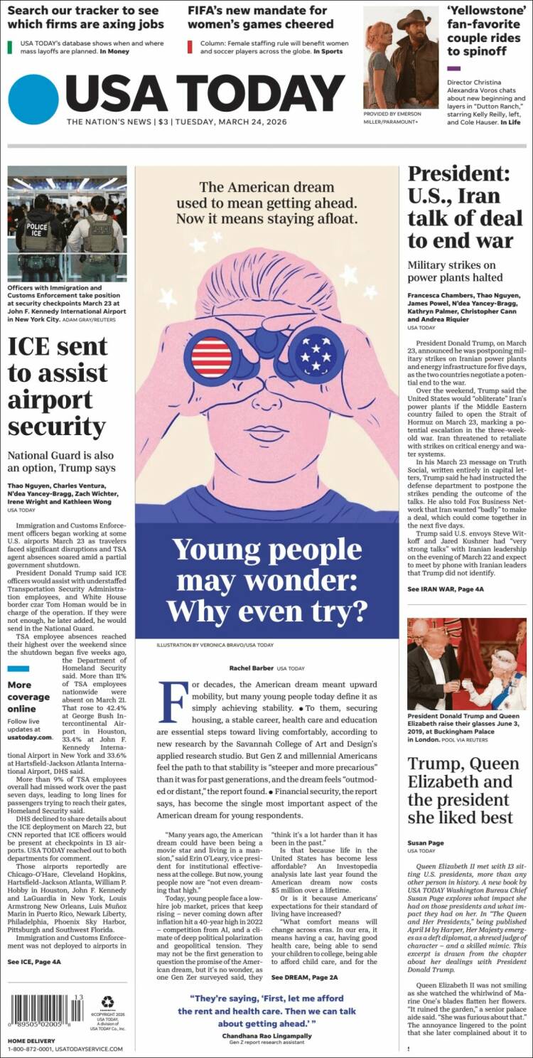 Portada de USA Today (USA)