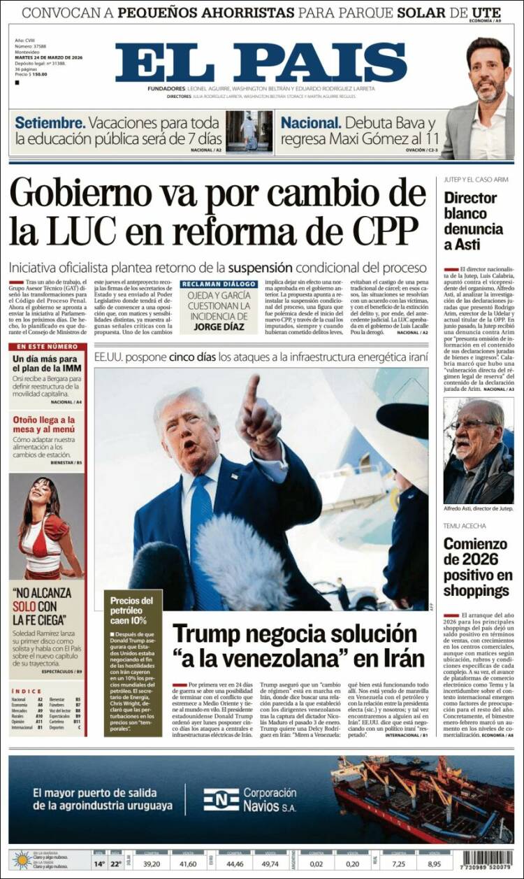 Portada de El País (Uruguay)