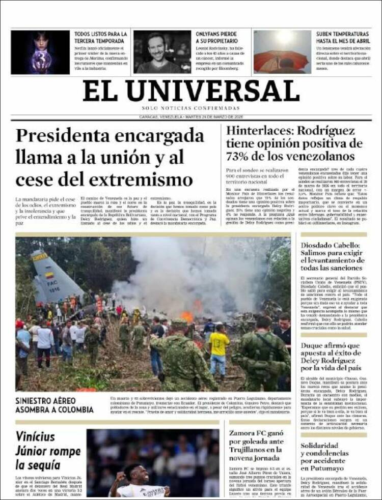 Portada de Universal (Venezuela)