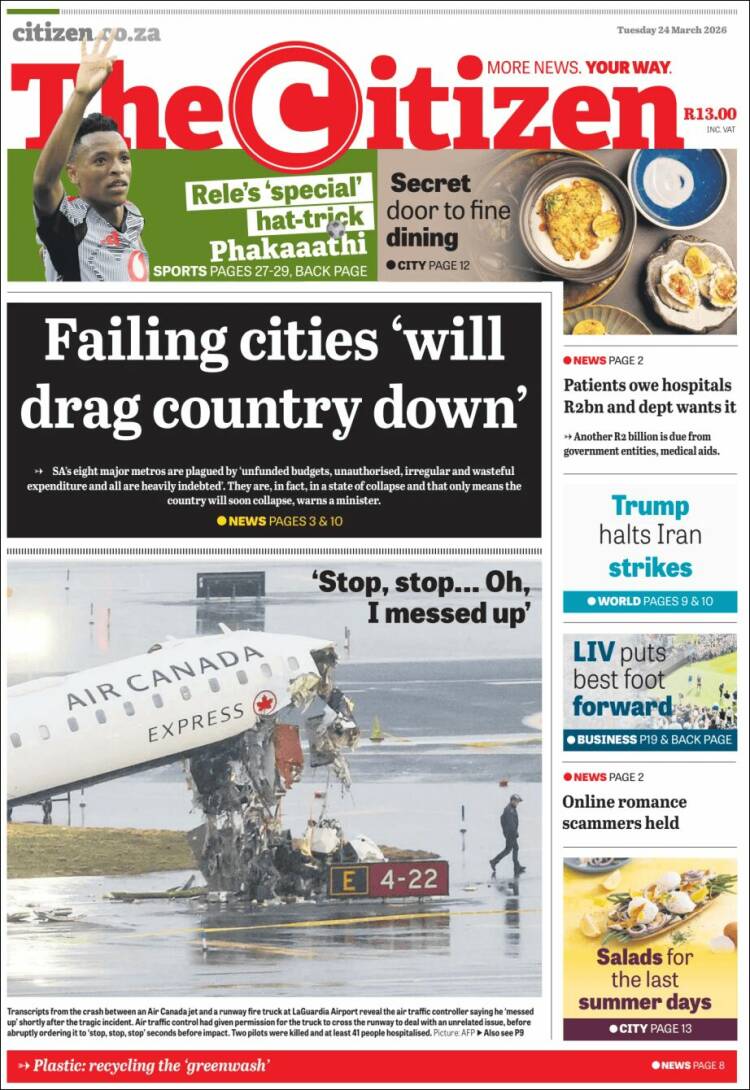 Portada de The Citizen (Sud&aacute;frica)