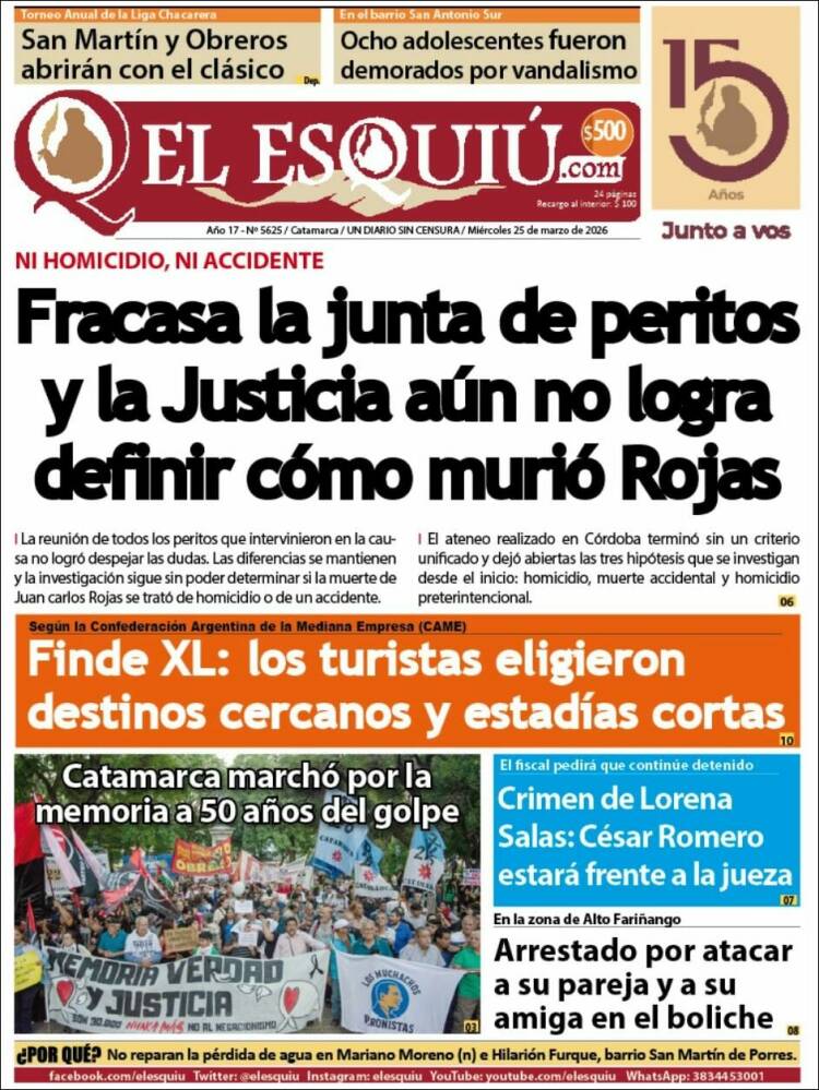 Portada de El Esquiu (Argentina)
