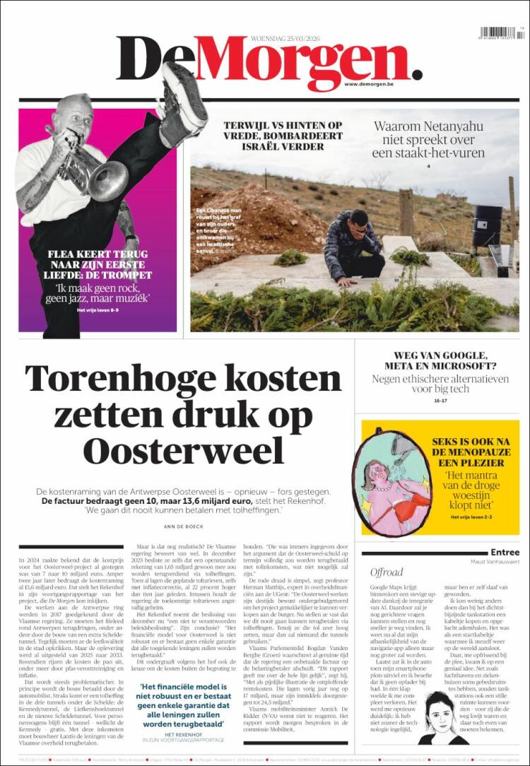 Portada de De Morgen (B&eacute;lgica)