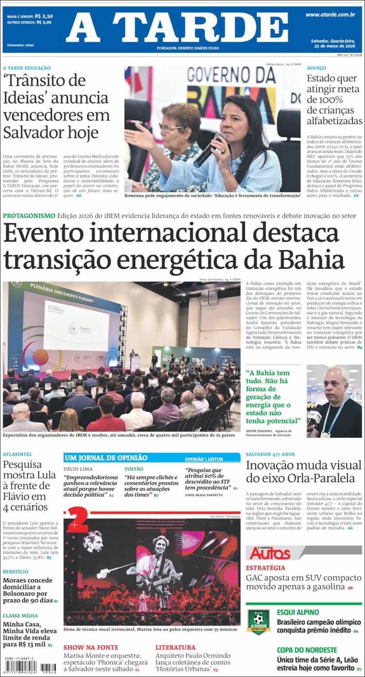 Portada de Diário A Tarde (Brasil)