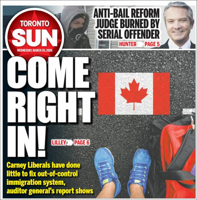 Portada de The Toronto Sun (Canad&aacute;)