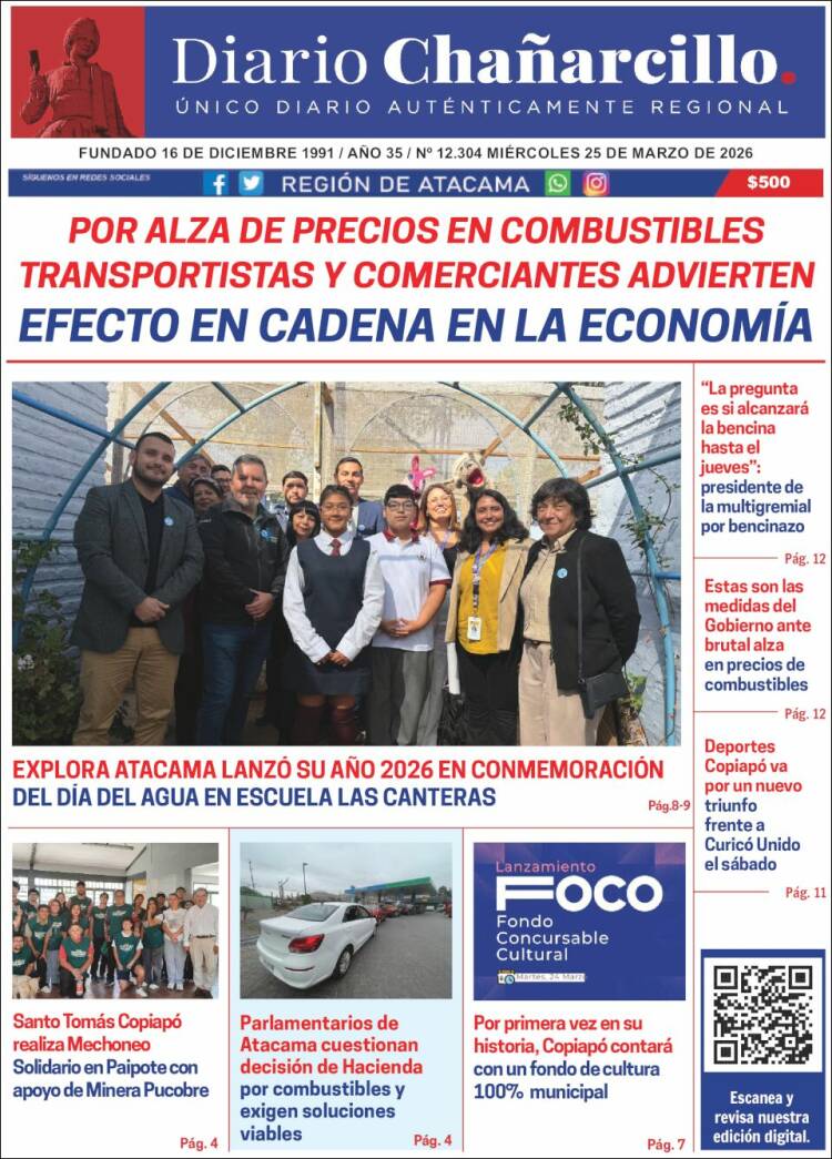 Portada de Diario Chañarcillo (Chile)