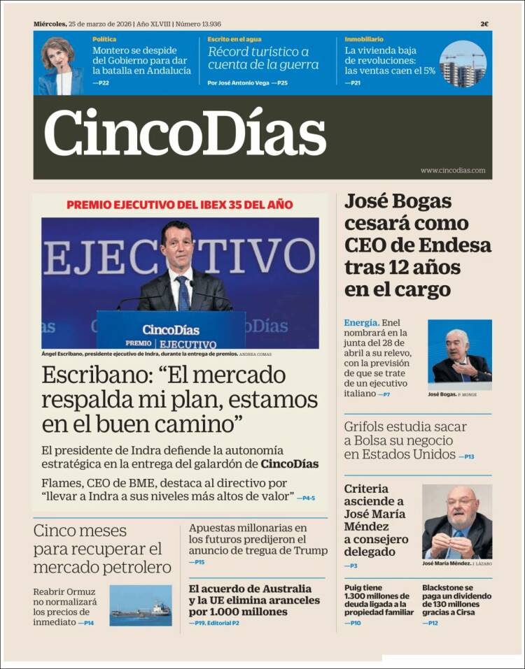 Portada de Cinco Días (Espa&ntilde;a)