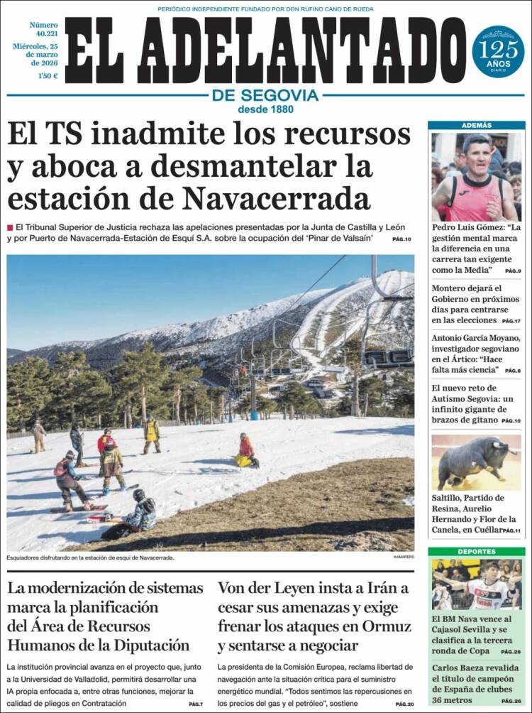 Portada de El Adelantado de Segovia (Espa&ntilde;a)