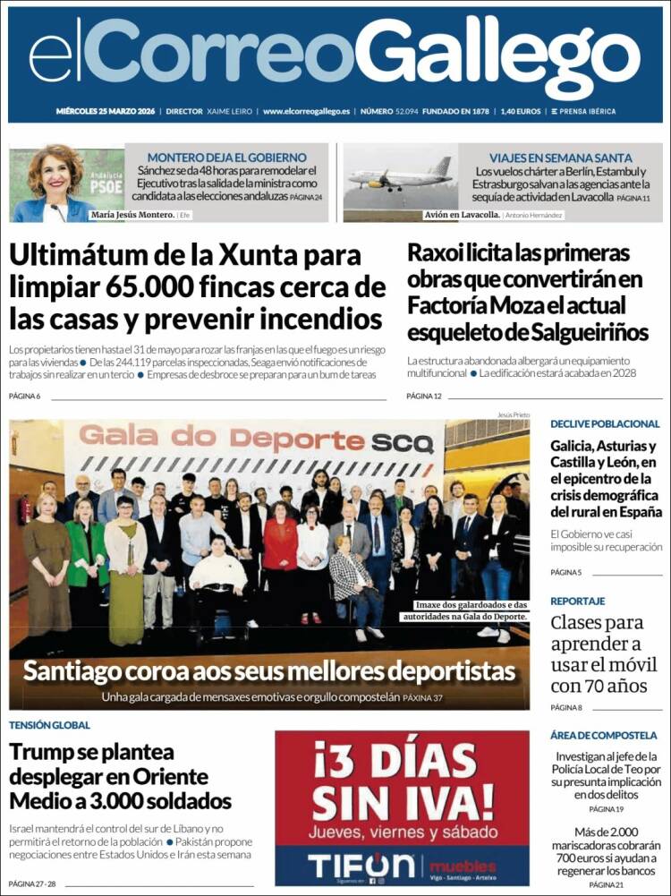 Portada de El Correo Gallego (Espa&ntilde;a)