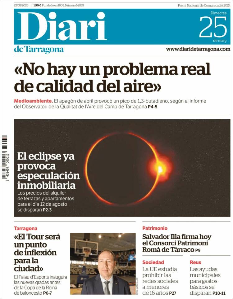 Portada de Diari de Tarragona (Espa&ntilde;a)