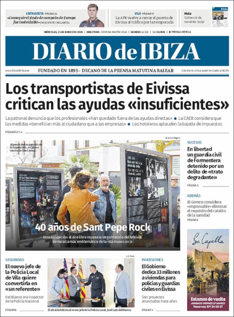 Portada de Diario de Ibiza (Espa&ntilde;a)