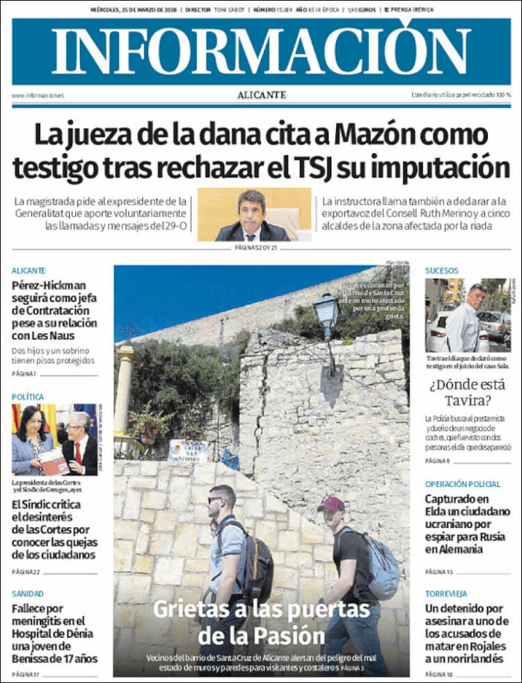 Portada de Diario Información (Espa&ntilde;a)