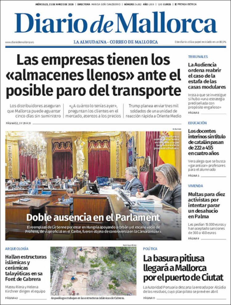 Portada de Diario de Mallorca (Espa&ntilde;a)