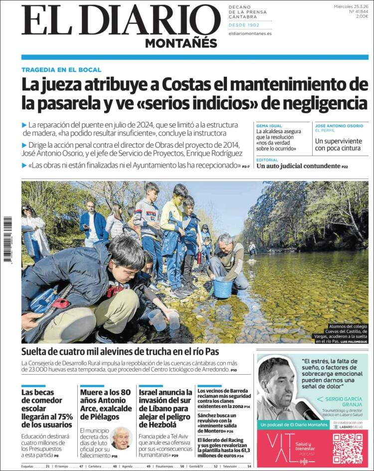 Portada de El Diario Montañés (Espa&ntilde;a)