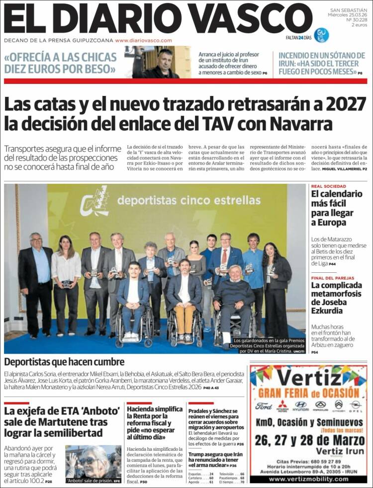 Portada de Diario Vasco (Espa&ntilde;a)