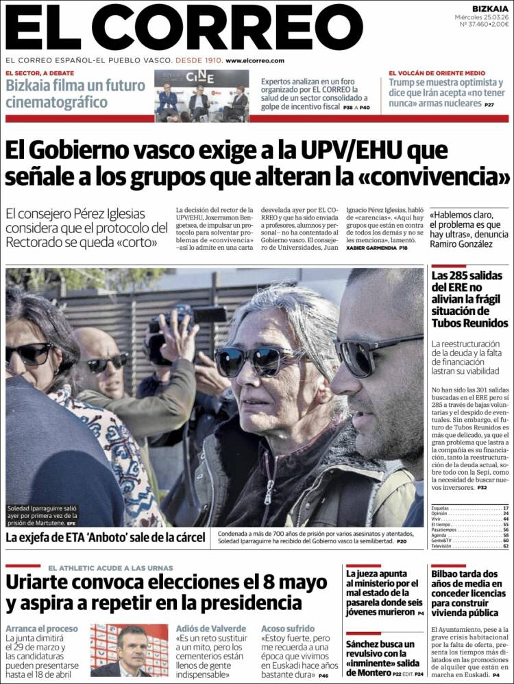 Portada de El Correo (Espa&ntilde;a)
