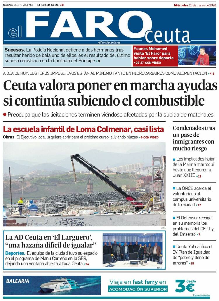 Portada de El Faro de Ceuta (Espa&ntilde;a)