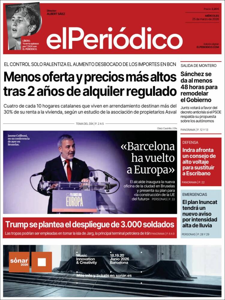 Portada de El Periódico (Espa&ntilde;a)