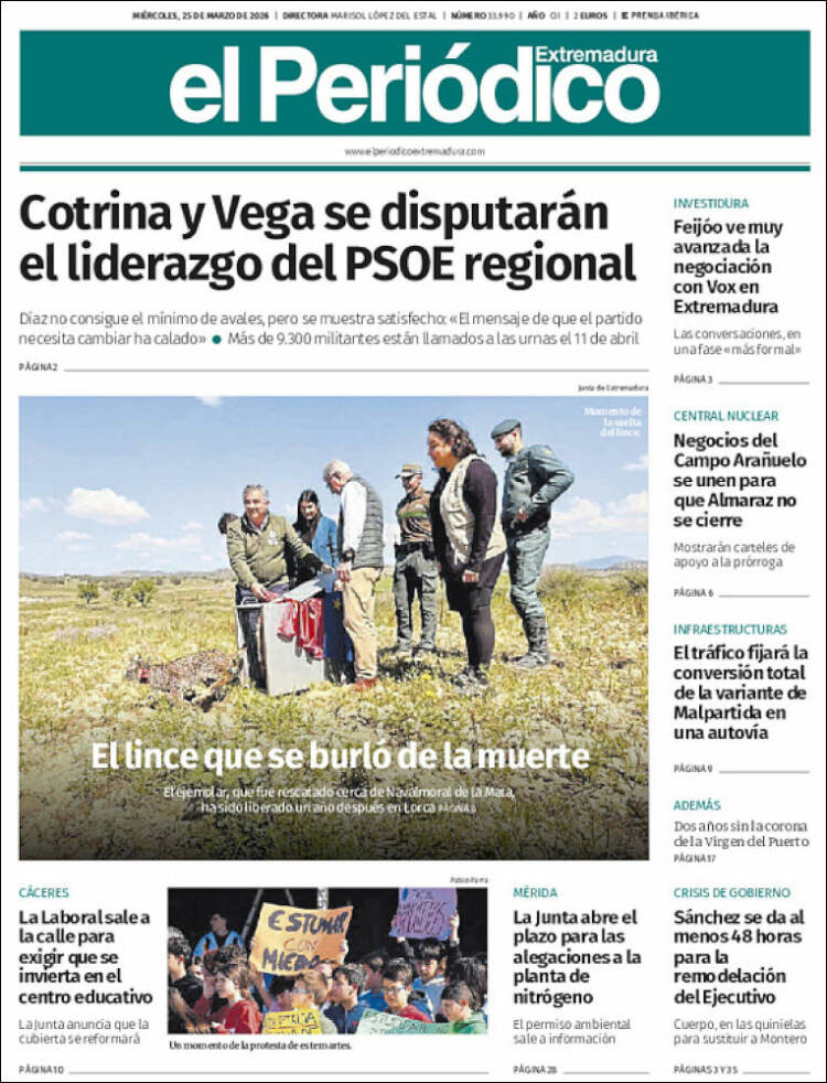 Portada de El Periódico de Extremadura (Espa&ntilde;a)