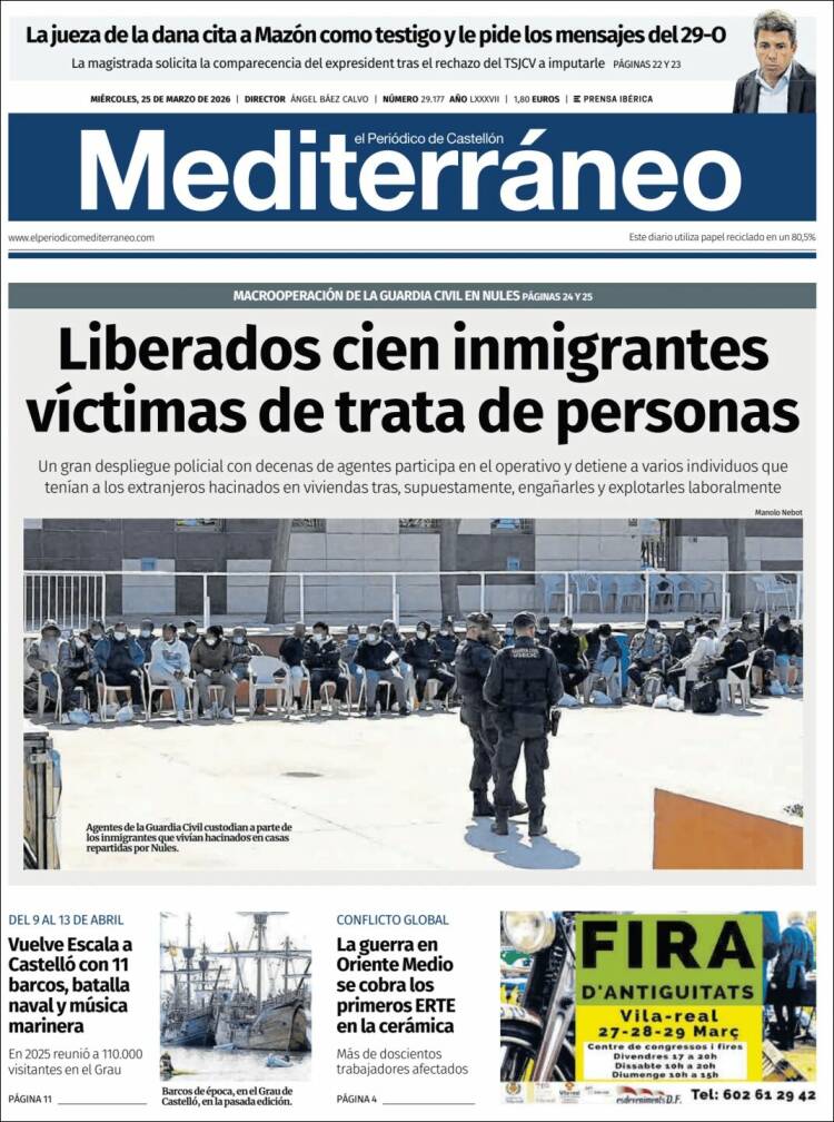 Portada de El Periódico Mediterraneo (Espa&ntilde;a)