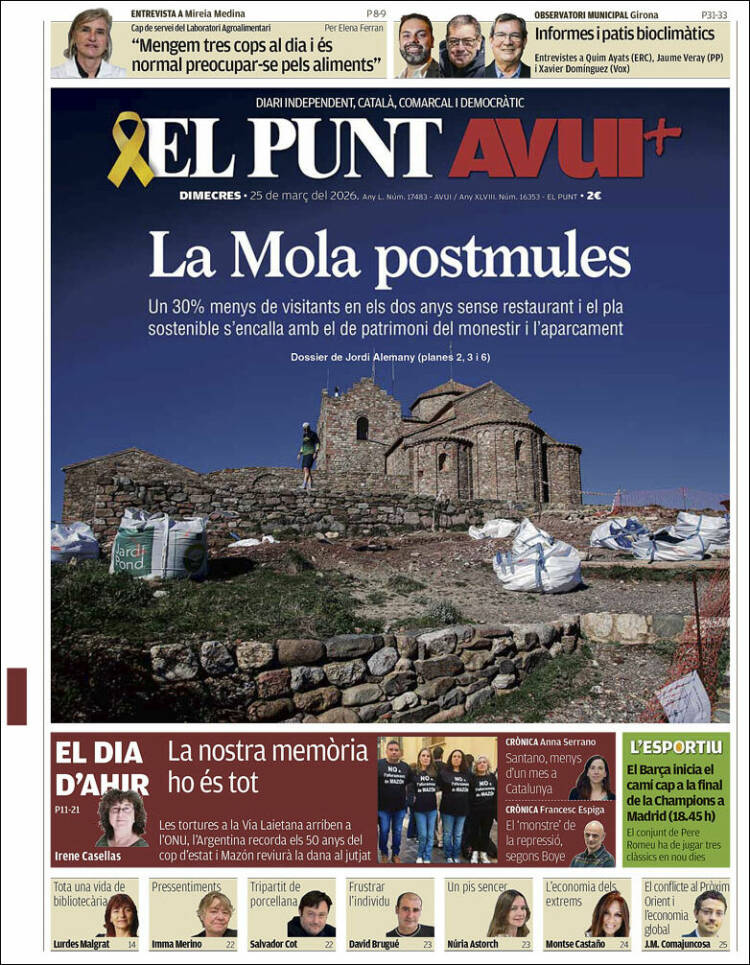 Portada de El Punt Avui (Espa&ntilde;a)