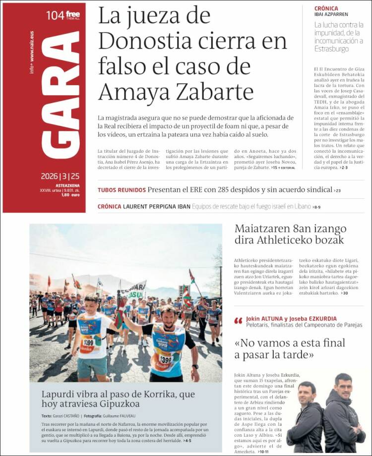 Portada de Gara (Espa&ntilde;a)