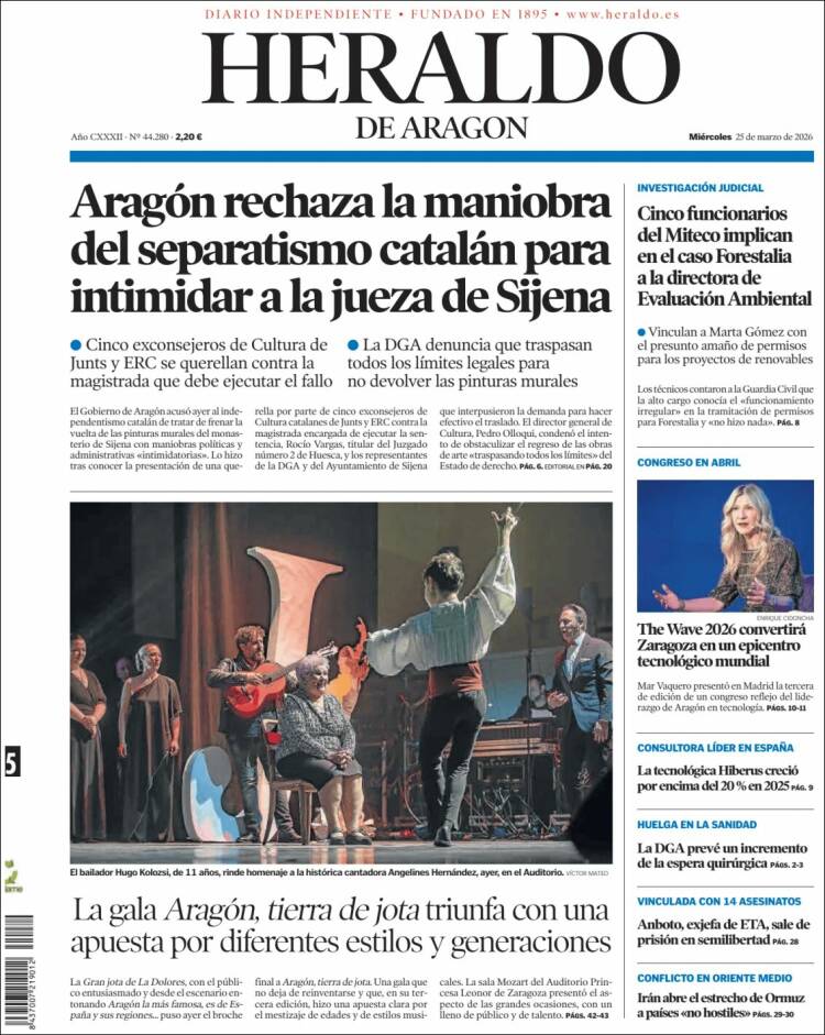 Portada de Heraldo de Aragón (Espa&ntilde;a)