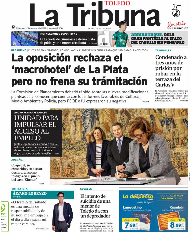 Portada de La Tribuna de Toledo (Espa&ntilde;a)