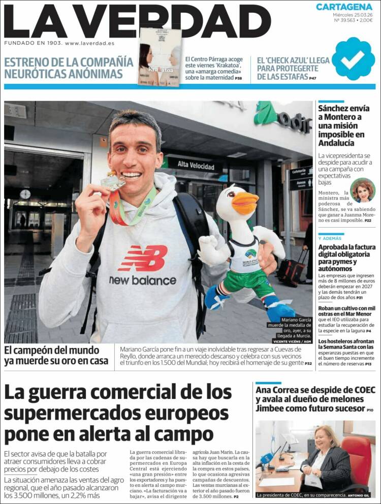 Portada de La Verdad de Cartagena (Espa&ntilde;a)