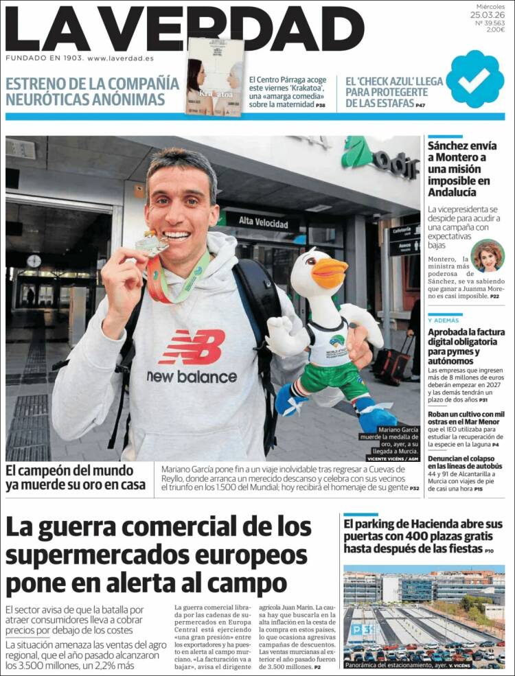 Portada de La Verdad de Murcia (Espa&ntilde;a)