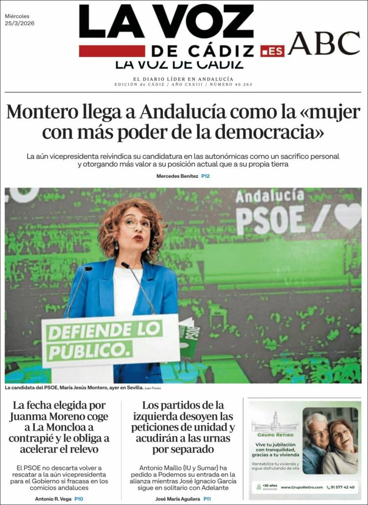 Portada de La Voz de Cádiz (Espa&ntilde;a)