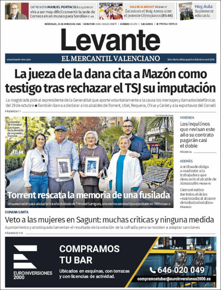 Portada de Levante (Espa&ntilde;a)