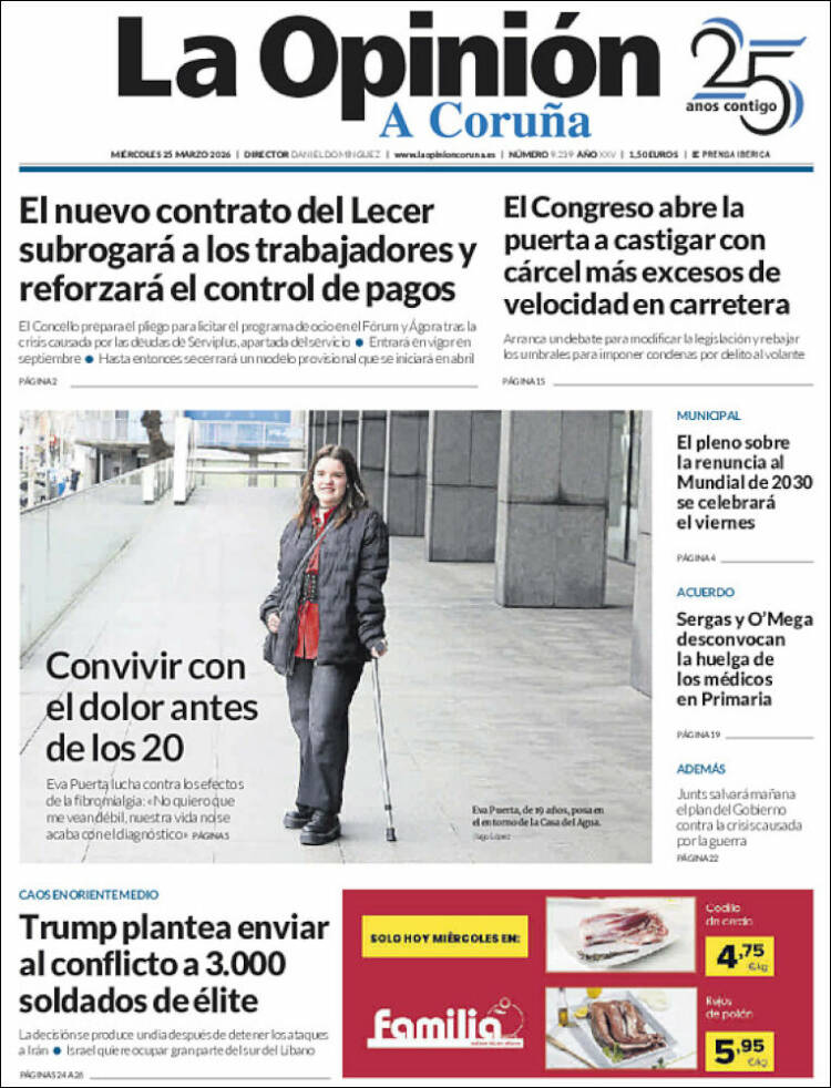 Portada de La Opinión de A Coruña (Espa&ntilde;a)