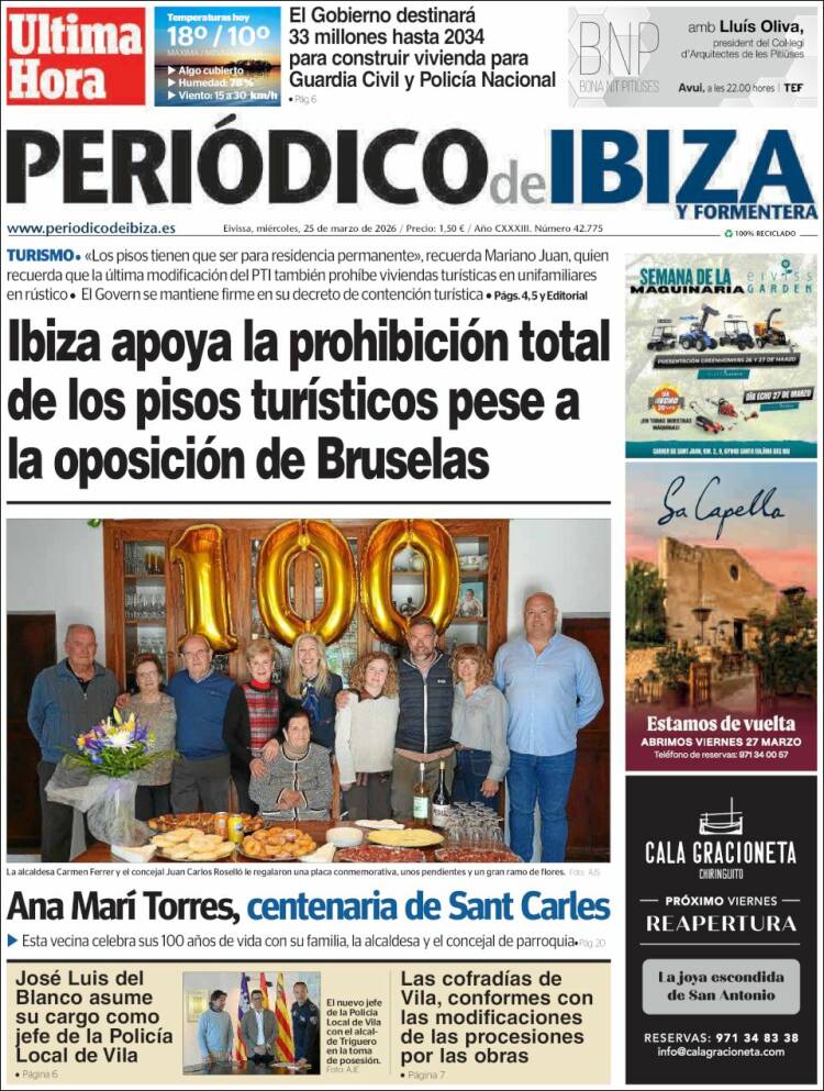 Portada de Periódico de Ibiza (Espa&ntilde;a)