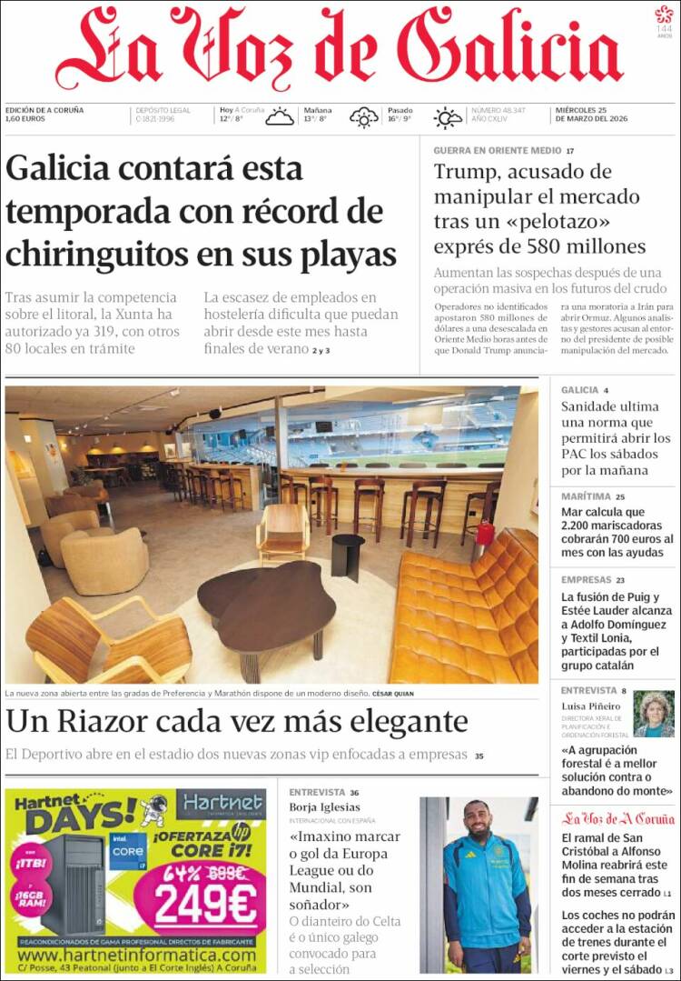 Portada de La Voz de Galicia (Espa&ntilde;a)