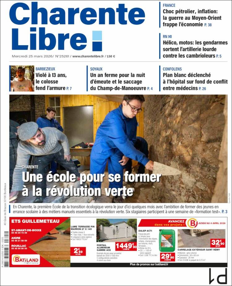 Portada de Charente Libre (Francia)
