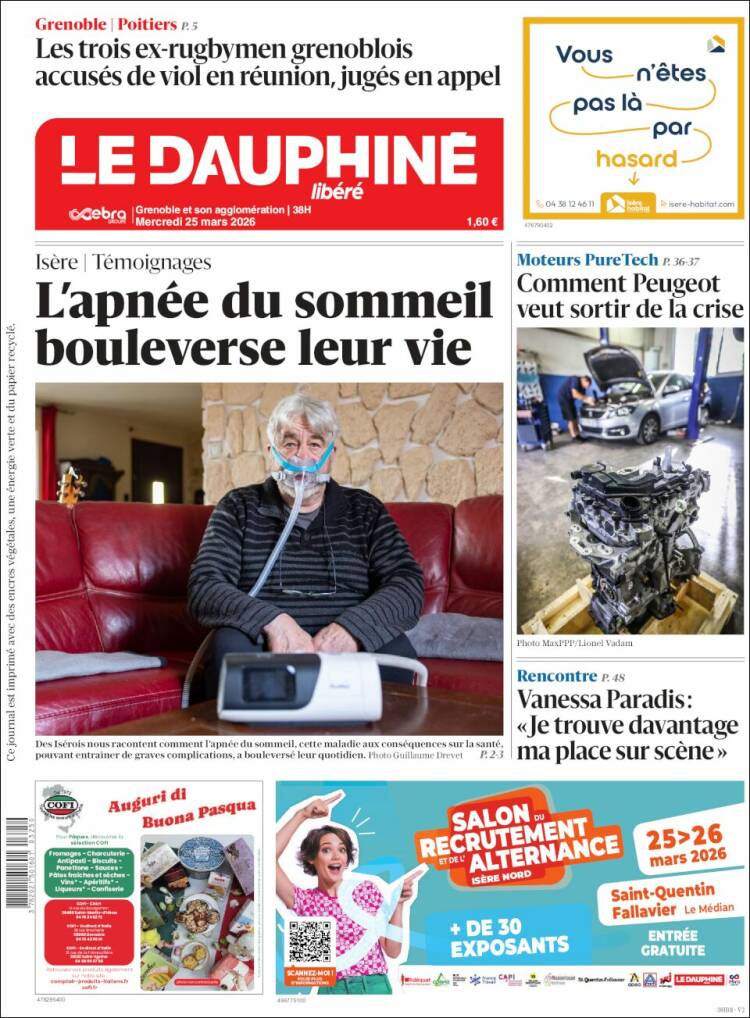 Portada de Le Dauphiné Libéré (Francia)