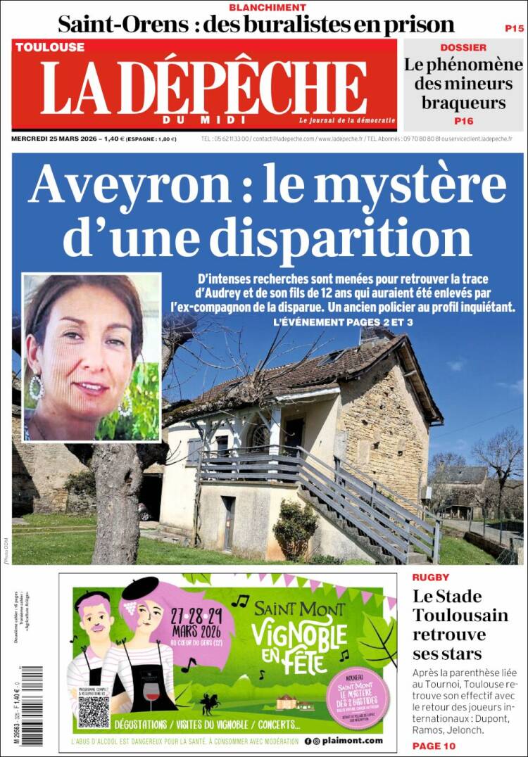 Portada de La Dépêche du Midi (Francia)