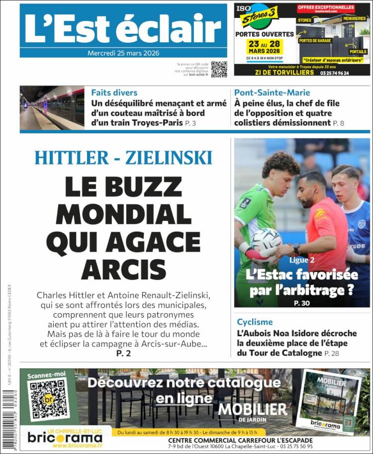 Portada de L'Est Eclair (Francia)