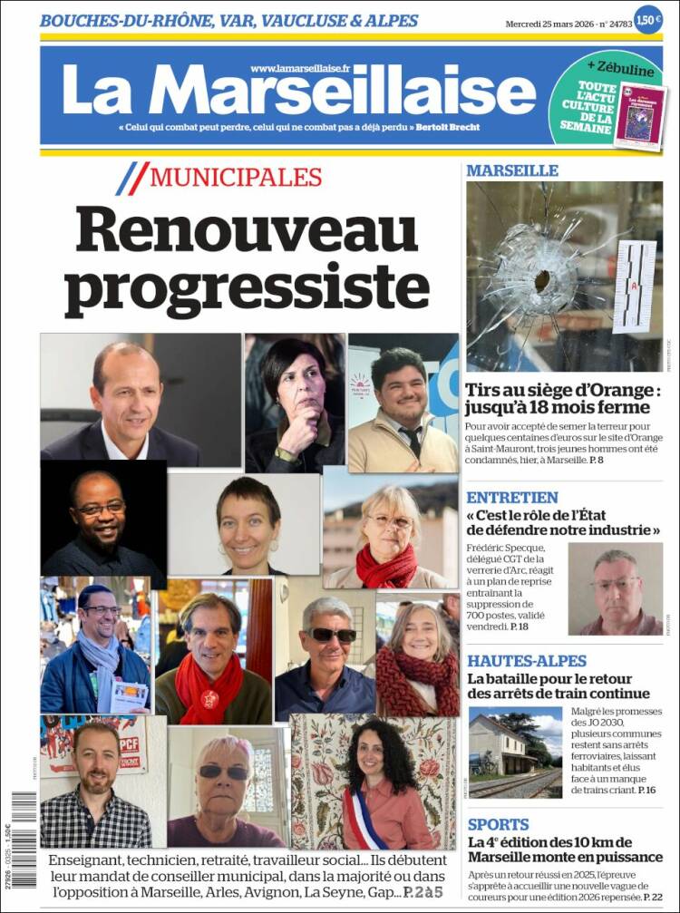 Portada de La Marseillaise (Francia)