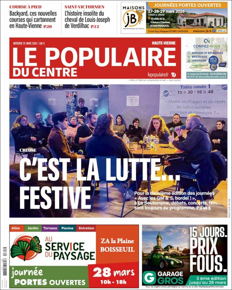 Portada de Le Populaire du Centre (Francia)