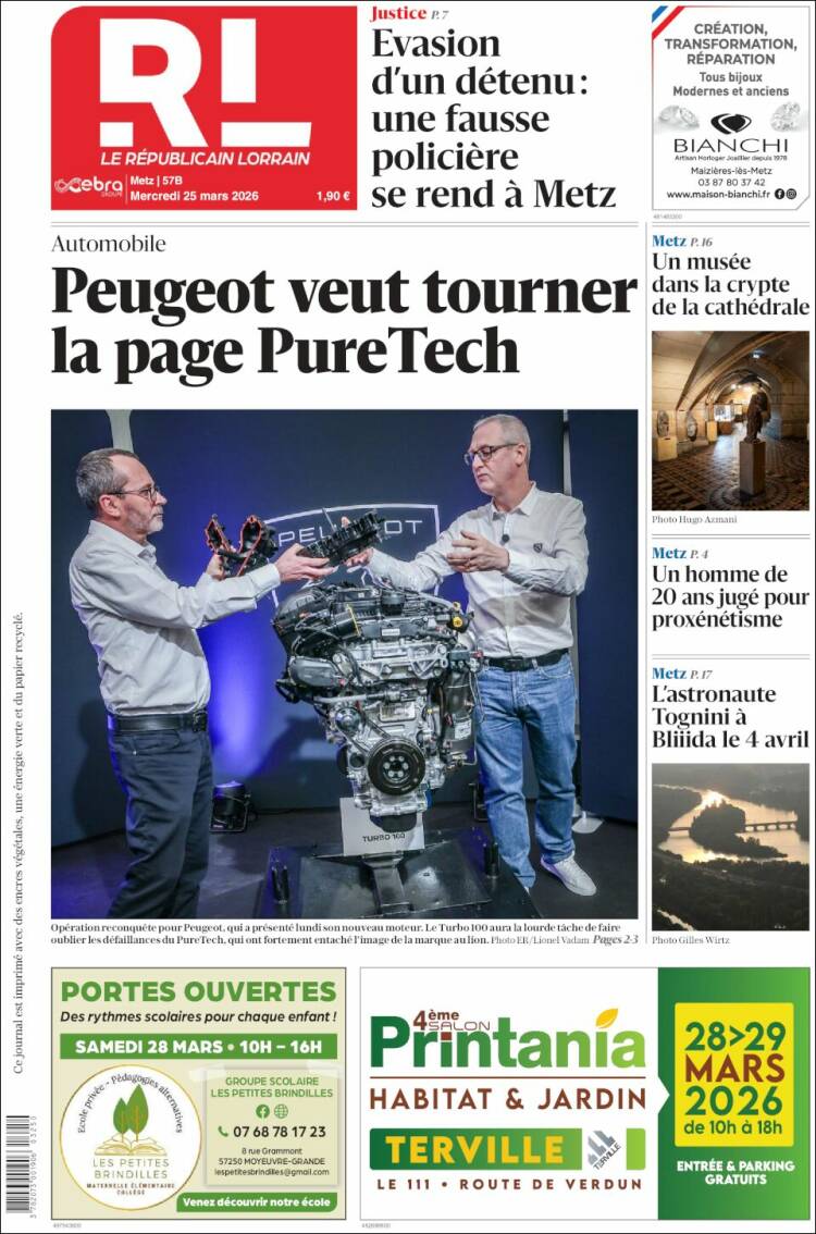 Portada de Le Republicain Lorrain (Francia)