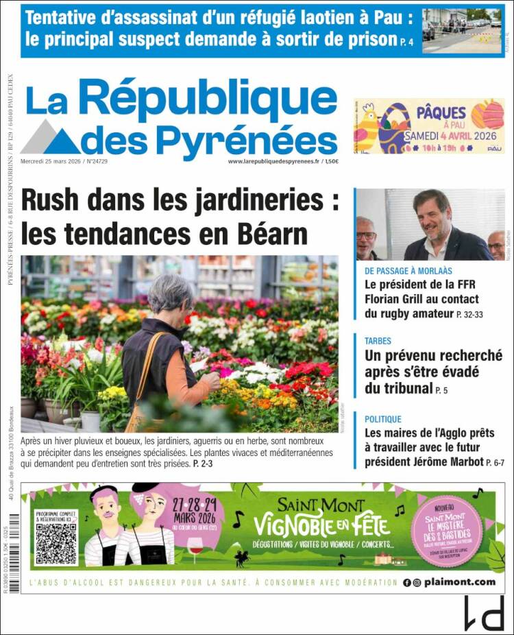 Portada de La République des Pyrénées (Francia)