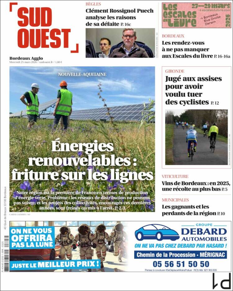 Portada de Sud Ouest (Francia)