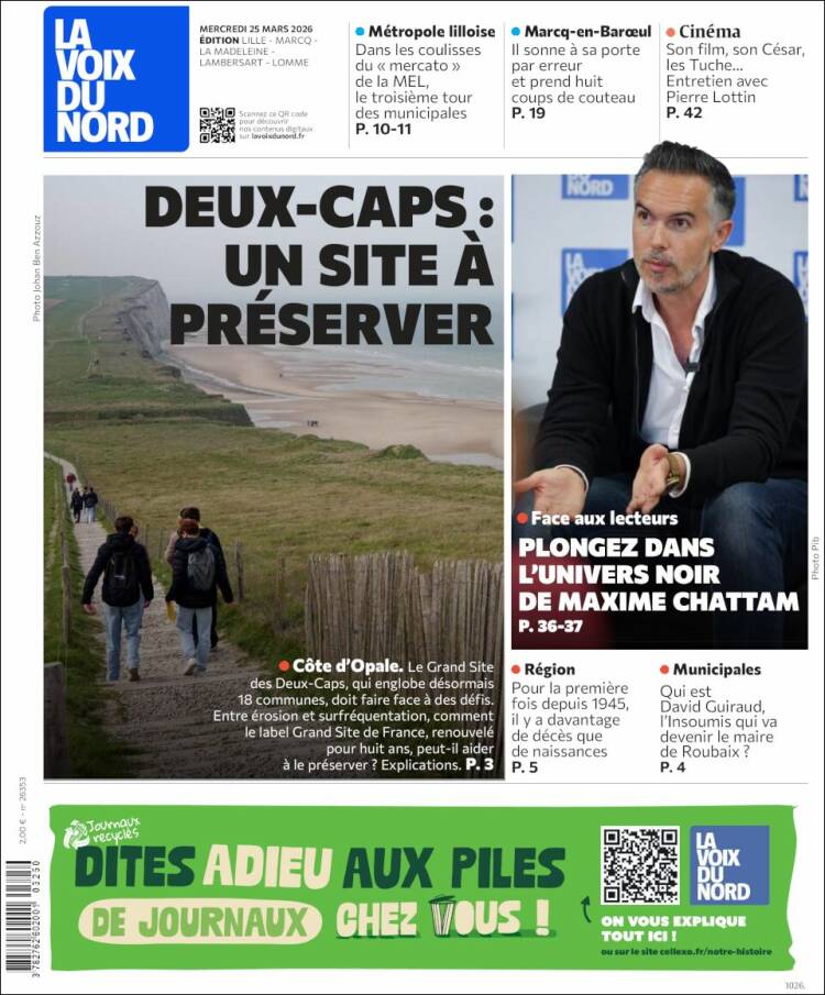Portada de La Voix du Nord (Francia)