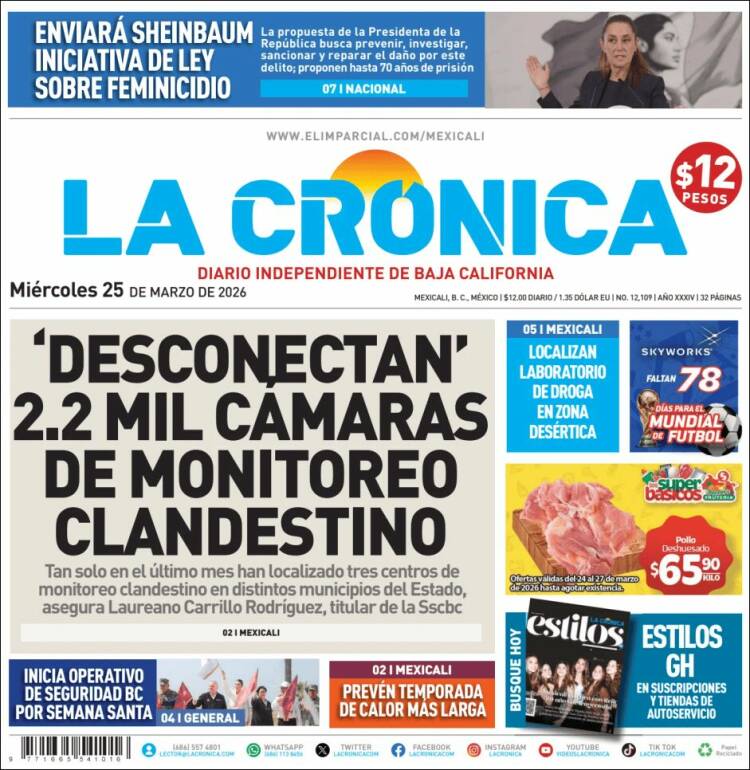 Portada de La Crónica de Baja California (M&eacute;xico)