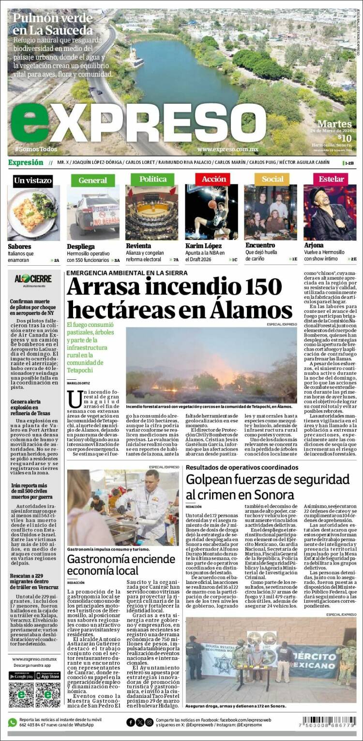 Portada de Expreso (M&eacute;xico)
