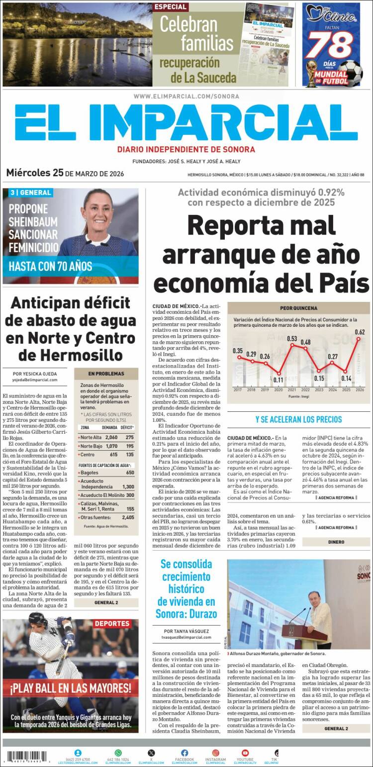 Portada de El Imparcial (M&eacute;xico)