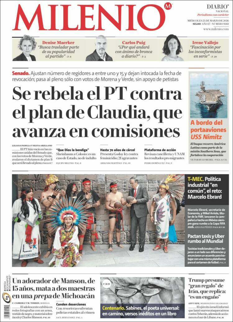 Portada de Milenio (M&eacute;xico)