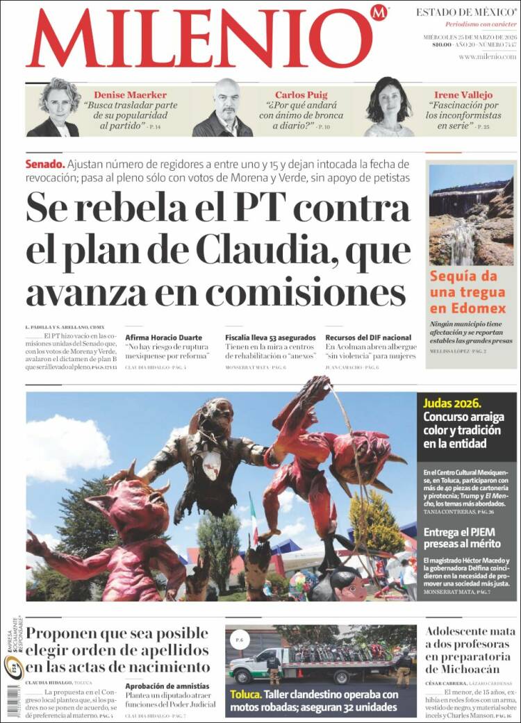 Portada de Milenio - Estado de México (M&eacute;xico)