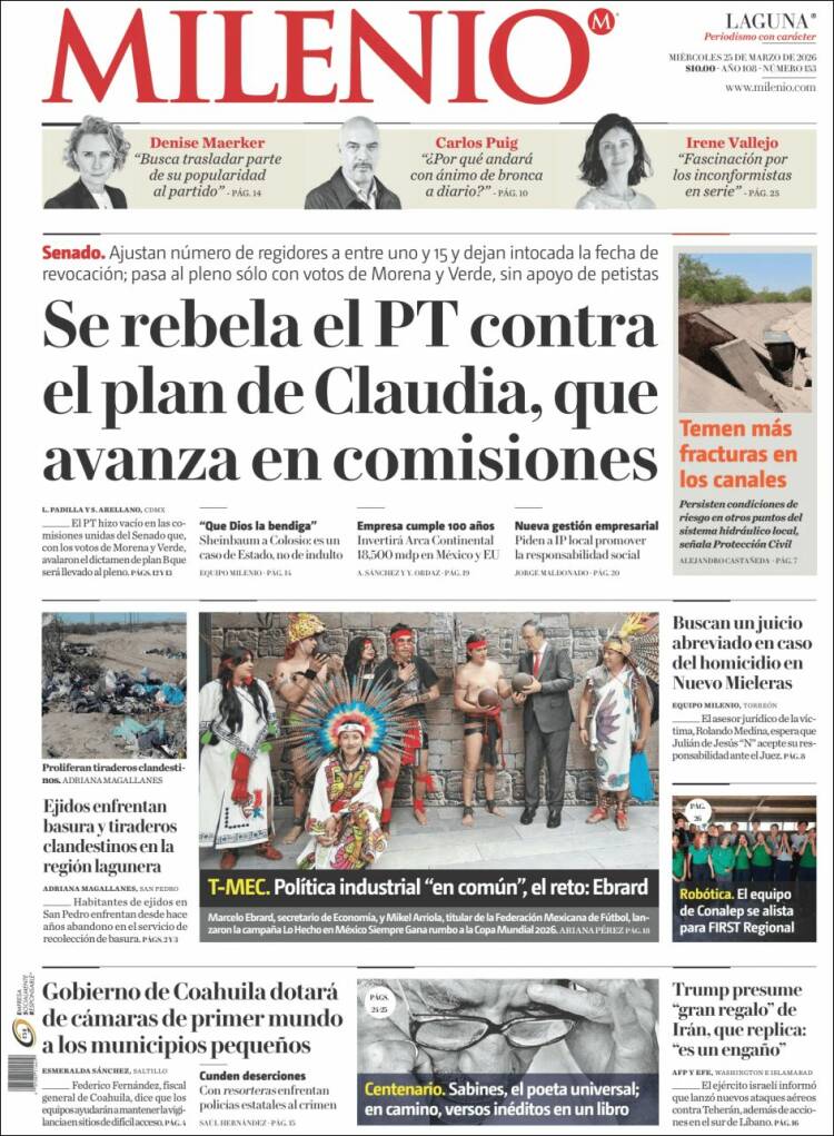 Portada de Milenio - Laguna (M&eacute;xico)